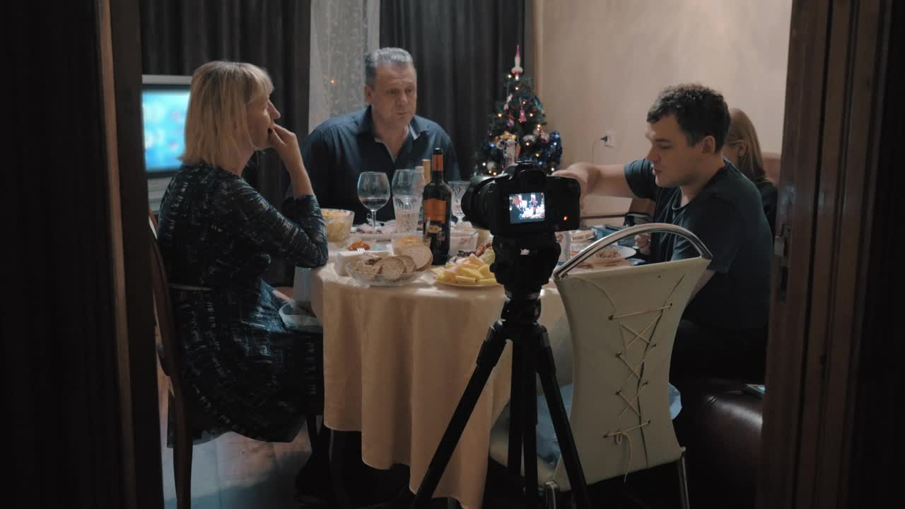 Stock Video Family Recording A Meal At Christmas Live Wallpaper For PC
