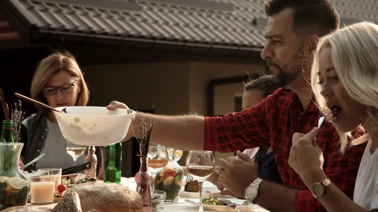 Stock Video Family Having Dinner In The Garden Live Wallpaper For PC