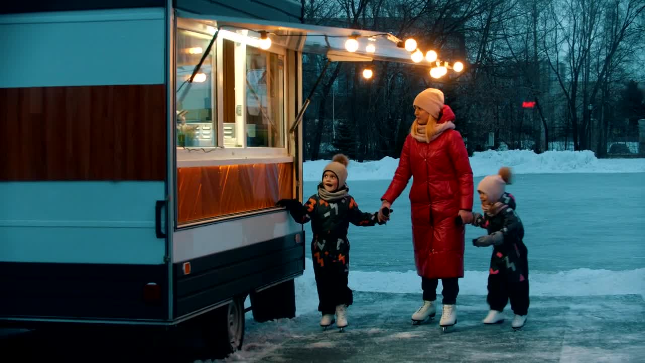 Stock Video Family At A Donut Stand After Ice Skating Live Wallpaper For PC