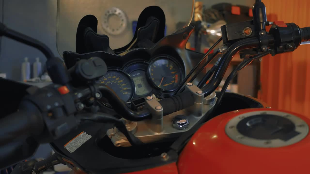 Stock Video Handlebars Of A Motorcycle In A Mechanical Workshop Live Wallpaper For PC