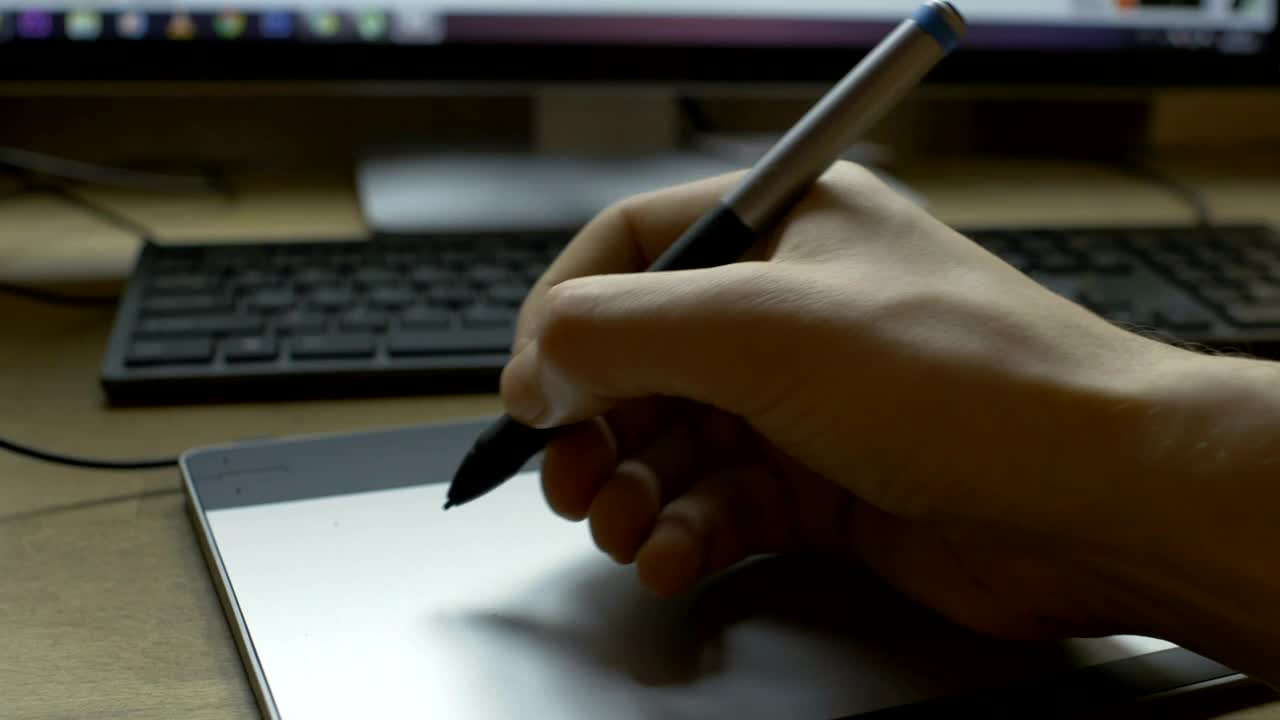 Stock Video Hand Working On A Graphic Tablet Live Wallpaper For PC