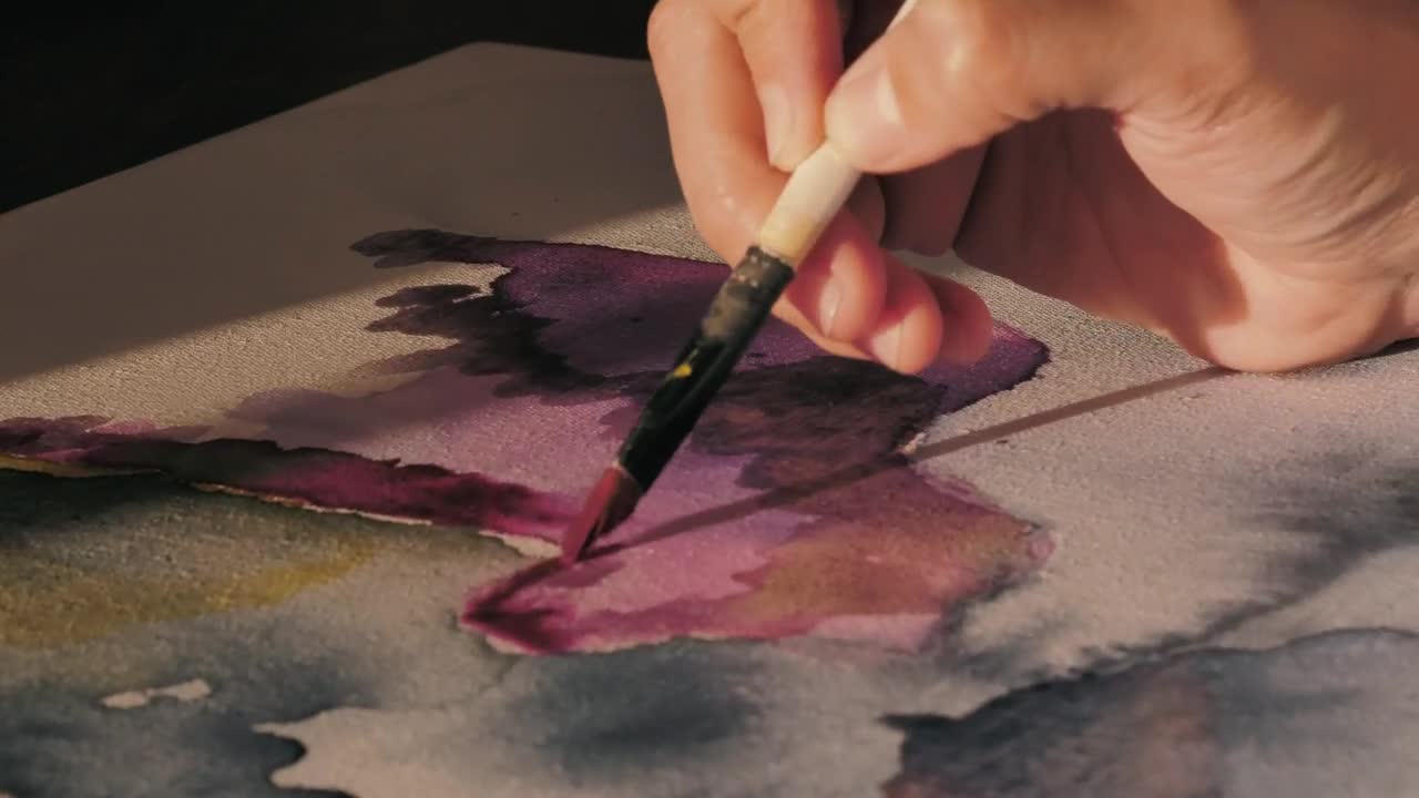 Stock Video Hand Of An Artist With A Brush When Painting Live Wallpaper For PC