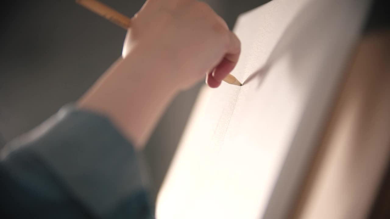 Stock Video Hand Of An Artist Drawing On A Canvas Live Wallpaper For PC