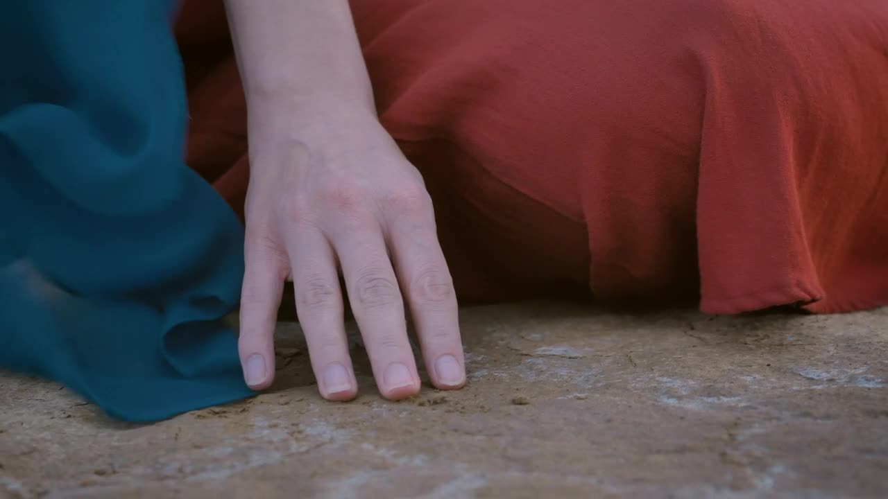 Stock Video Hand Of A Woman Touching The Ground With Wind Moving Live Wallpaper For PC