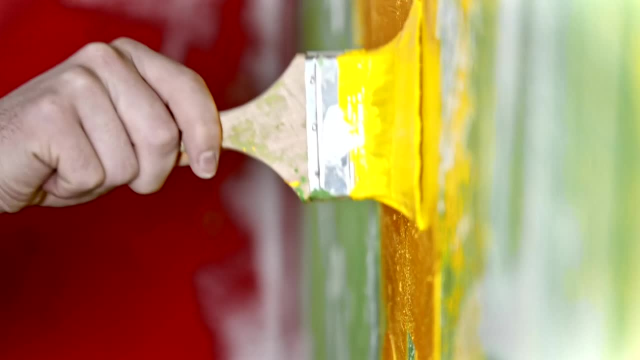 Stock Video Hand Of A Painter Painting A Wall With A Brush Live Wallpaper For PC