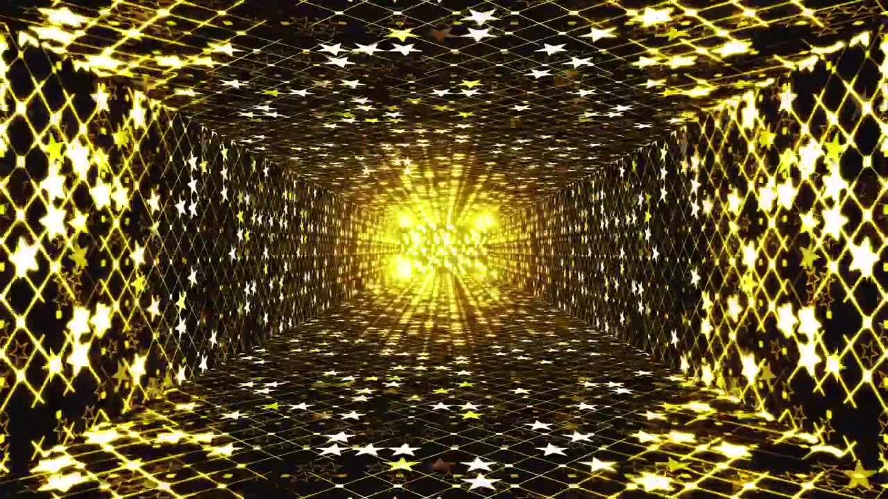 Stock Video Hallway With Lights With Golden Twinkling Shapes Live Wallpaper For PC