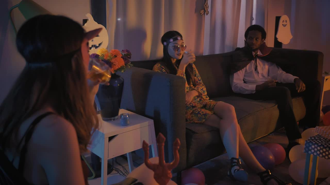 Stock Video Halloween Themed Costume Party With Friends Live Wallpaper For PC