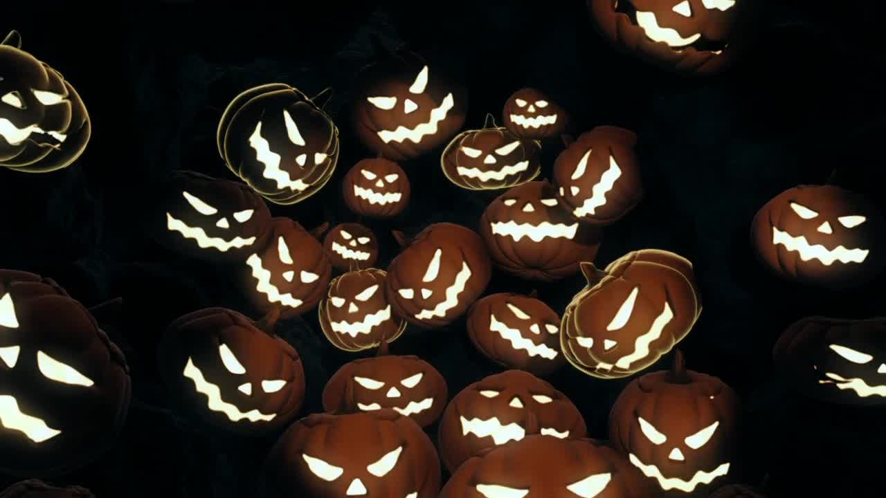 Stock Video Halloween Pumpkins Falling In The Dark Live Wallpaper For PC