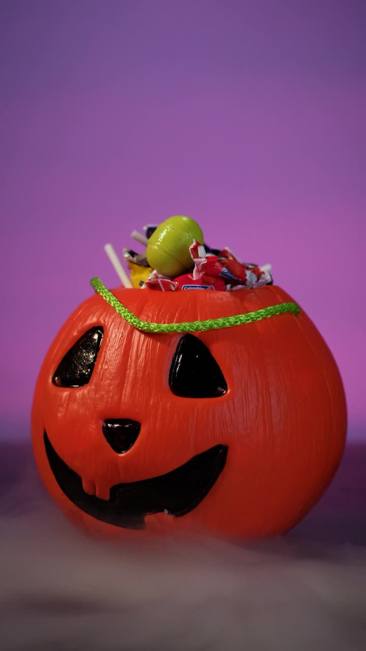Stock Video Halloween Pumpkin Basket Full Of Candy Live Wallpaper For PC