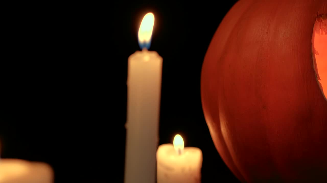 Stock Video Halloween Pumpkin And Candles At Night Live Wallpaper For PC