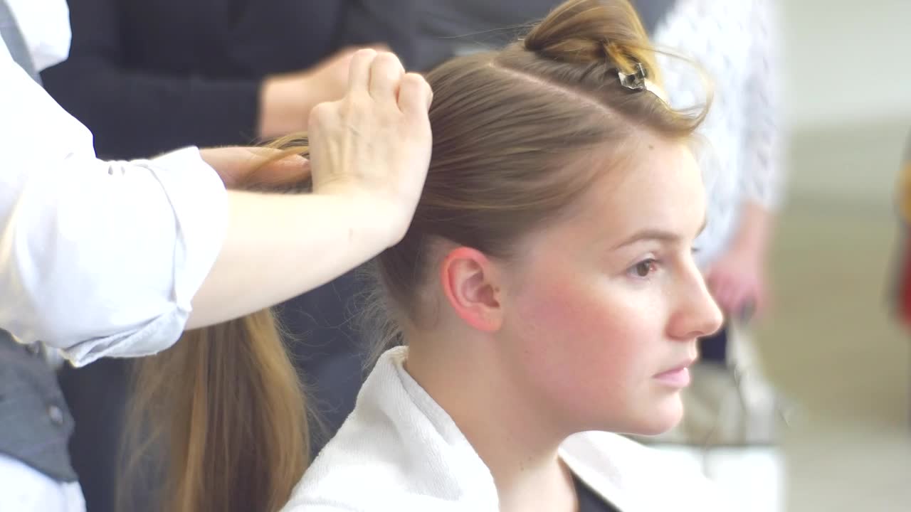 Stock Video Hairstylist Working On A Blonde Womans Hair Live Wallpaper For PC