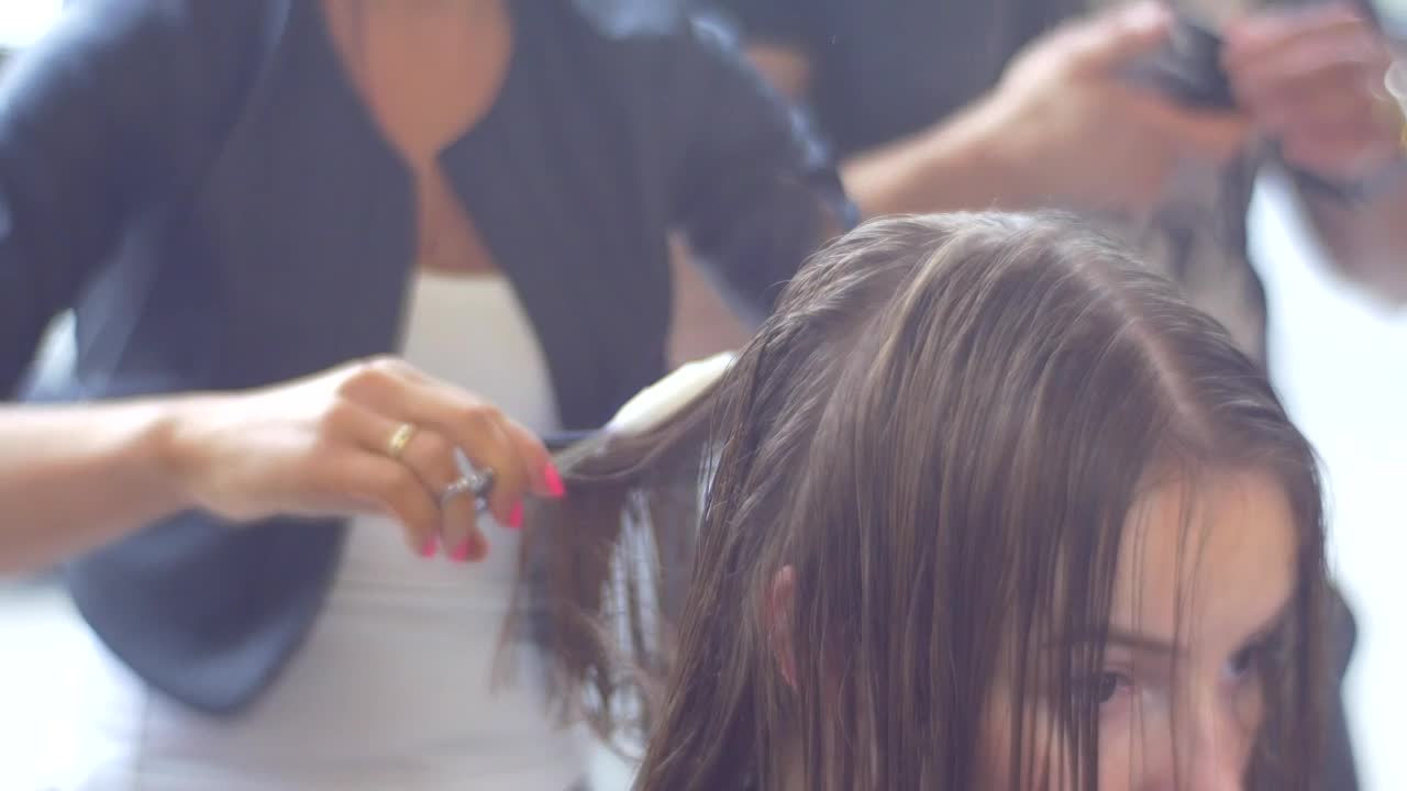 Stock Video Hairdresser Using Fire To Cut The Womans Hair Live Wallpaper For PC