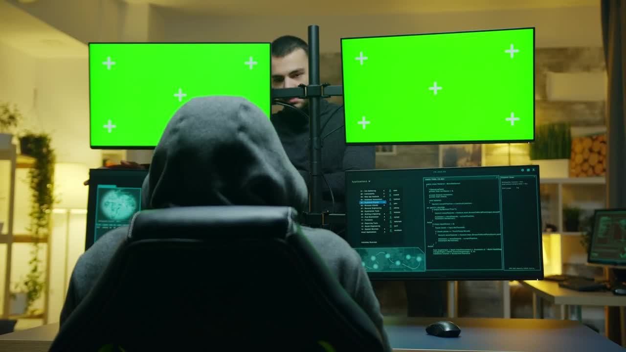 Stock Video Hackers With Multiple Screens Live Wallpaper For PC