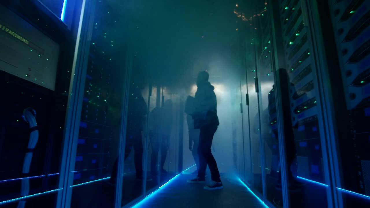 Stock Video Hackers Escaping An Exploding Data Center Live Wallpaper For PC