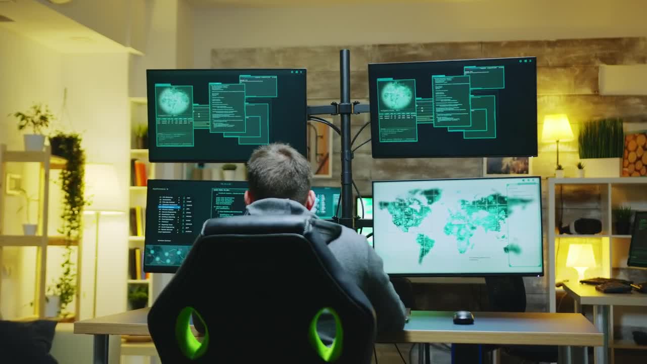 Stock Video Hacker Celebrating A Successful Breach Live Wallpaper For PC