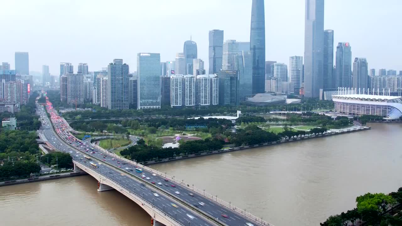 Stock Video Guangzhou City Skyline And Bridge Live Wallpaper For PC
