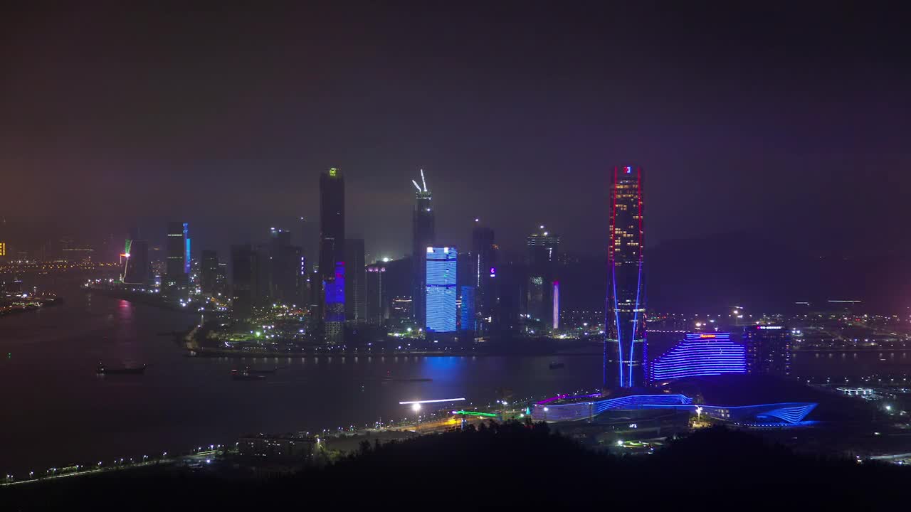 Stock Video Guangdong Illuminated Skyscrapers At Night Live Wallpaper For PC