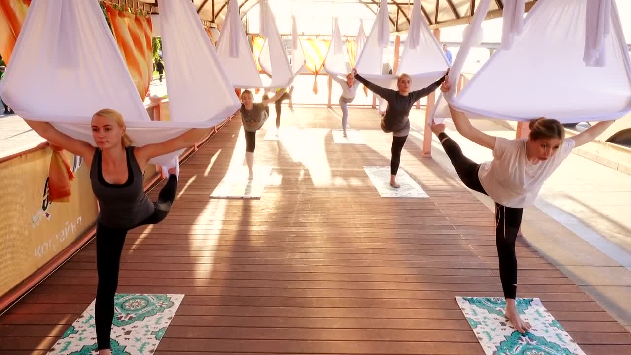 Stock Video Group Of Women Practicing Yoga In The Morning Live Wallpaper For PC