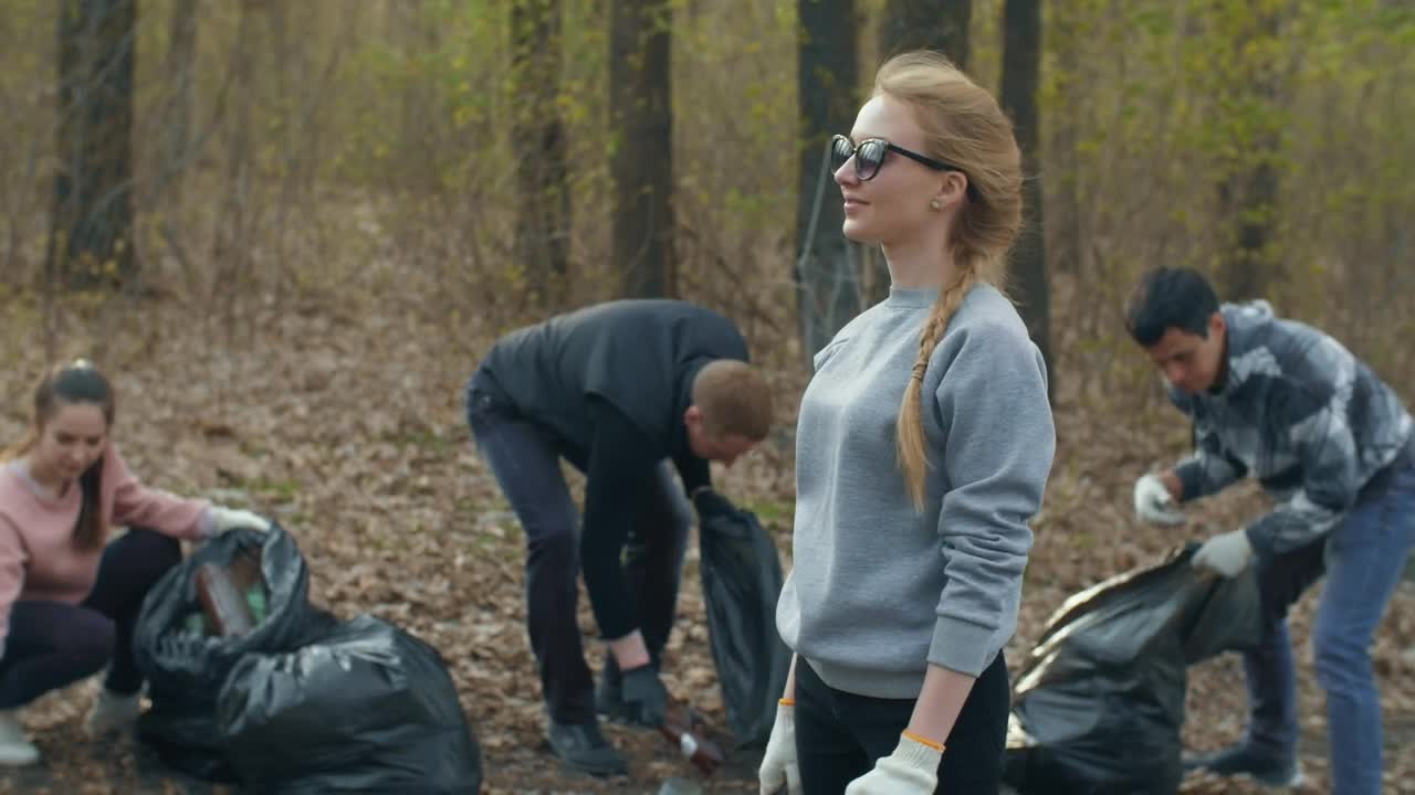 Stock Video Group Of People Collecting Garbage From The Forest Live Wallpaper For PC