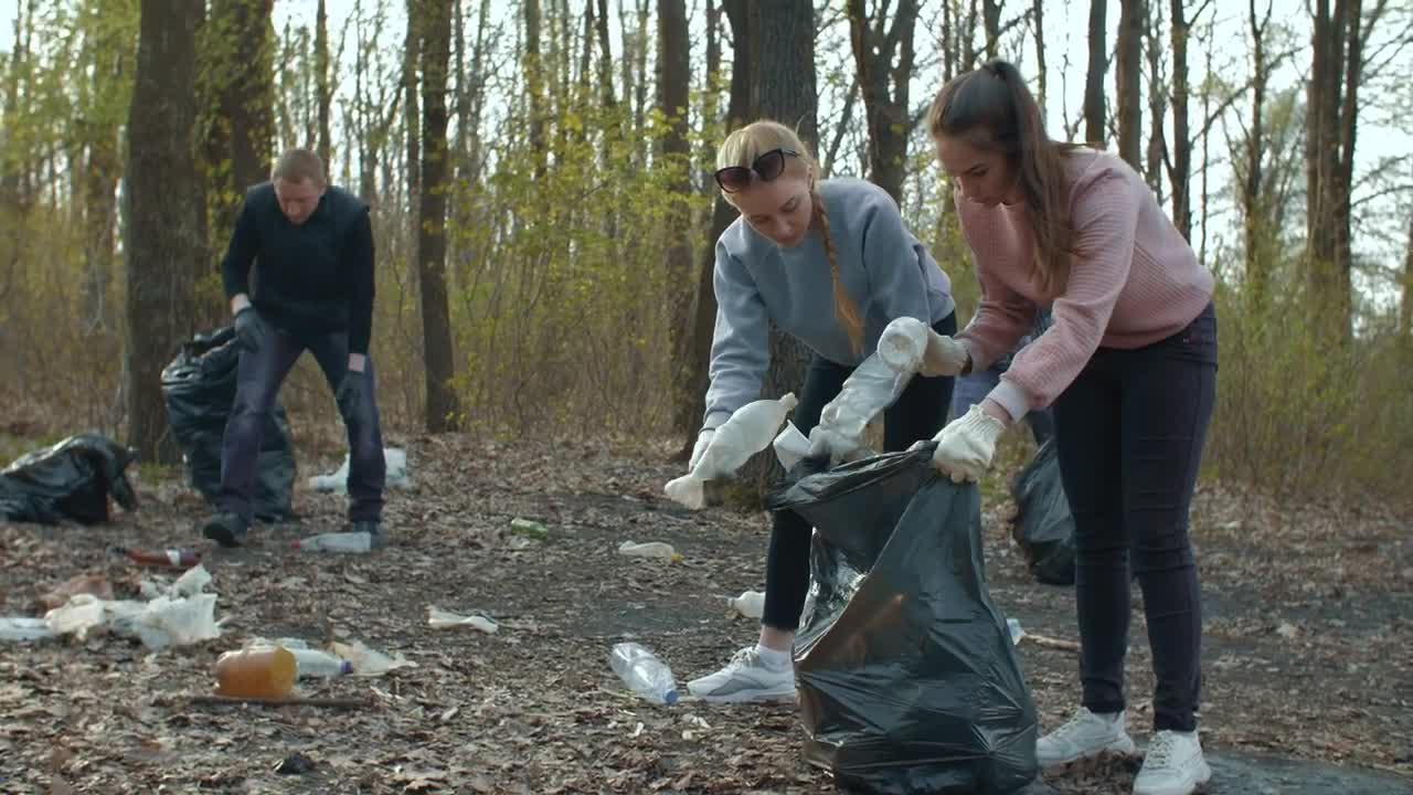 Stock Video Group Of People Collecting Garbage To Recycle Live Wallpaper For PC