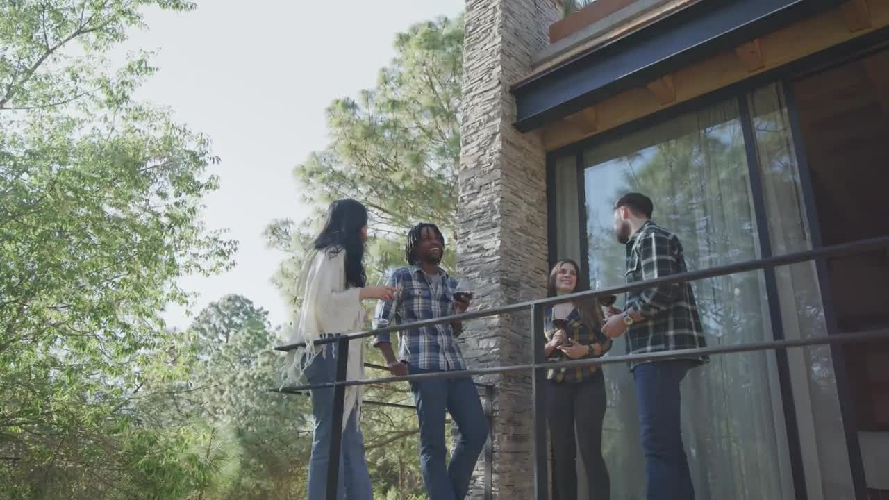 Stock Video Group Of Friends Drinking Wine On A Balcony Live Wallpaper For PC