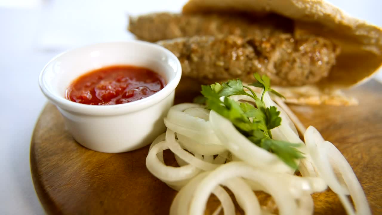 Stock Video Grilled Meat On A Wooden Plate Live Wallpaper For PC