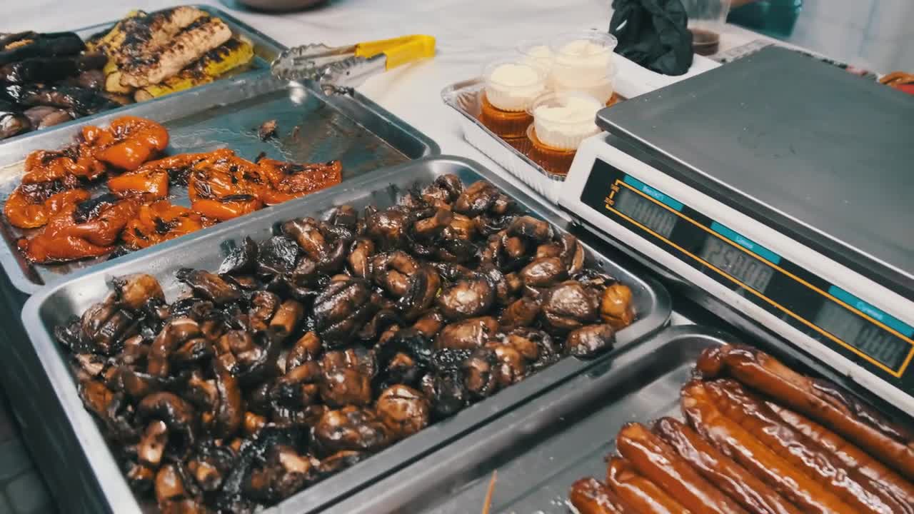 Stock Video Grilled Meat And Vegetable Street Shop Live Wallpaper For PC