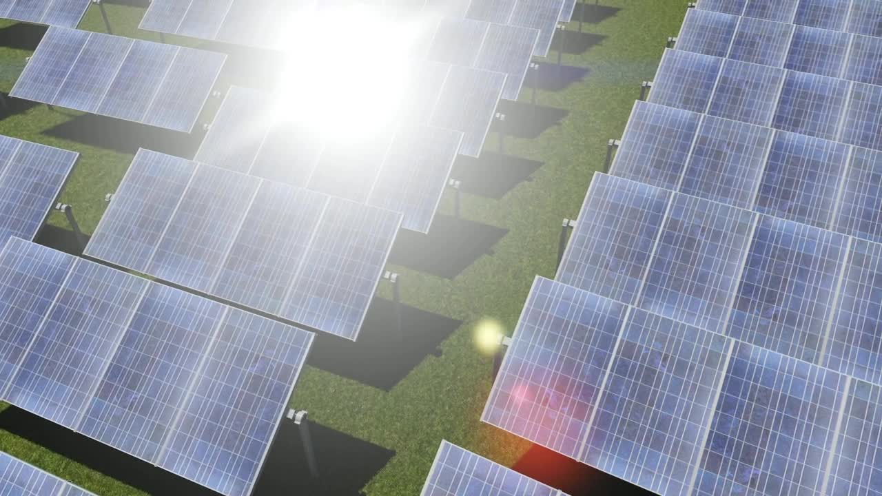 Stock Video Green Field Lined With Rows Of Solar Panels Live Wallpaper For PC
