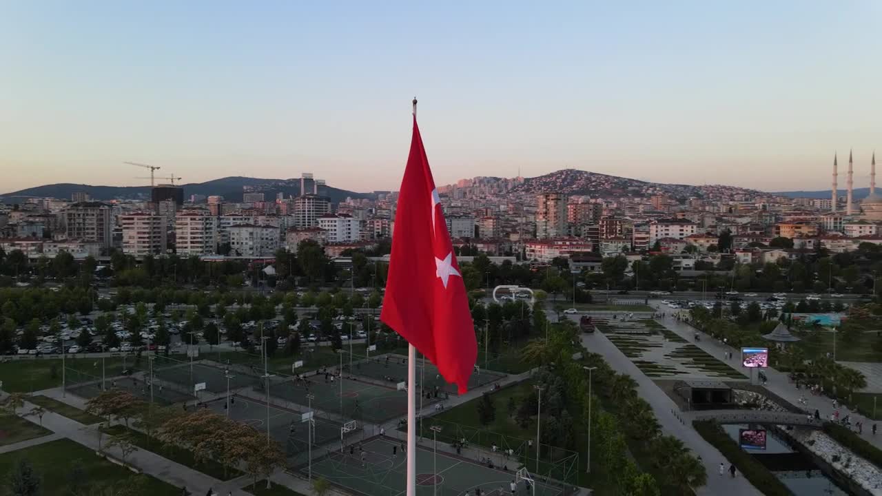 Stock Video Great City View Around A Turkish Flag Live Wallpaper For PC