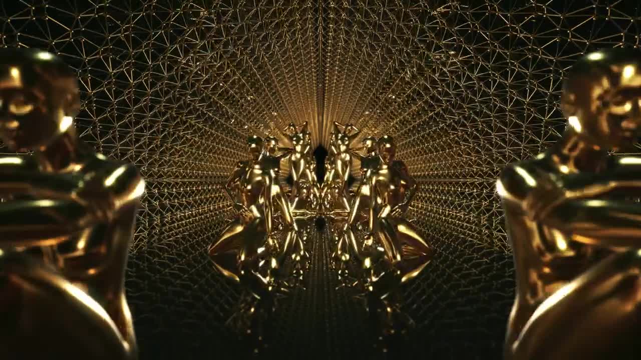 Stock Video Golden Woman Sculptures In A Virtual Hallway Live Wallpaper For PC