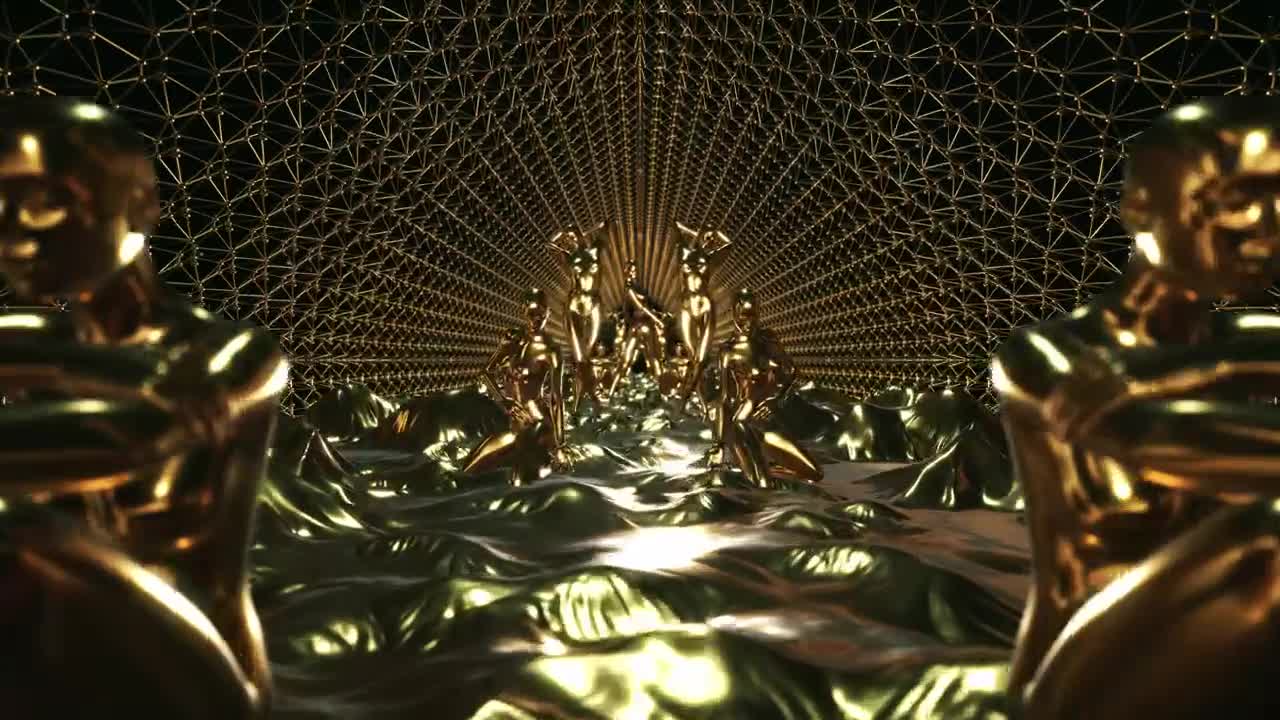 Stock Video Golden Statues Of Female Figures D Loop Video Live Wallpaper For PC