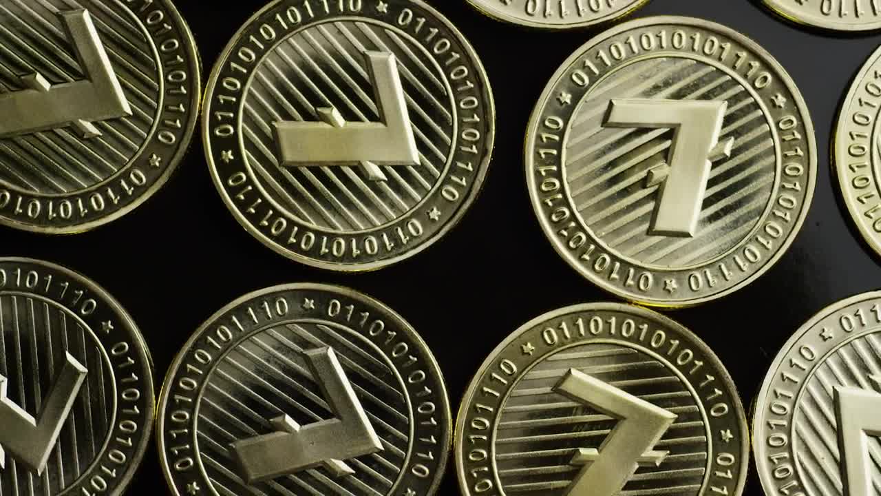 Stock Video Golden Lite Coins On A Black Surface Live Wallpaper For PC