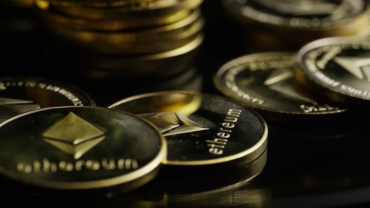 Stock Video Golden Ethereum Coins Rotating Live Wallpaper For PC