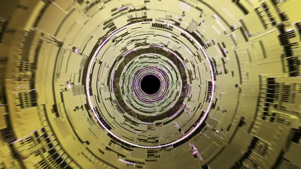 Stock Video Golden Circular Futuristic Tunnel Live Wallpaper For PC