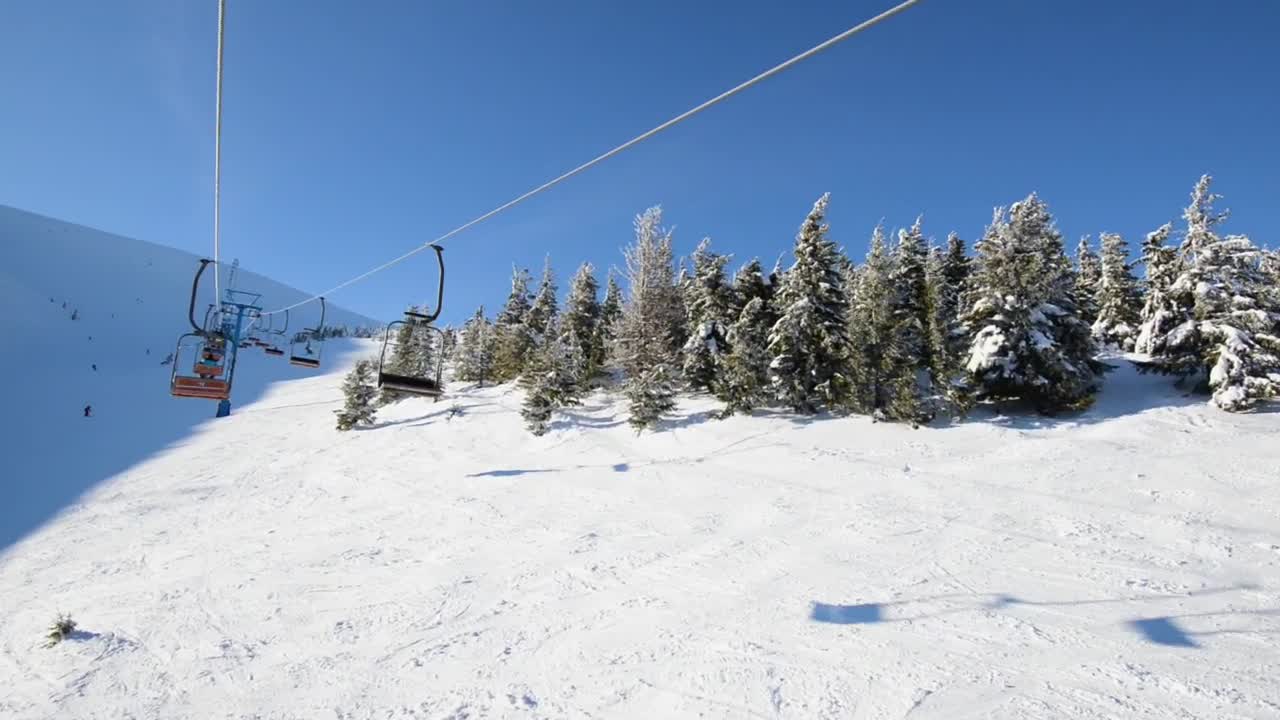 Stock Video Going Up The Snowy Mountain In A Ski Resort Live Wallpaper For PC