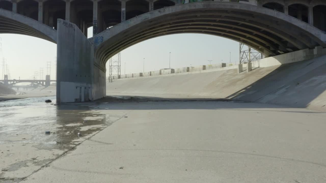 Stock Video Going Under A Bridge In A Large Drainage Canal Live Wallpaper For PC