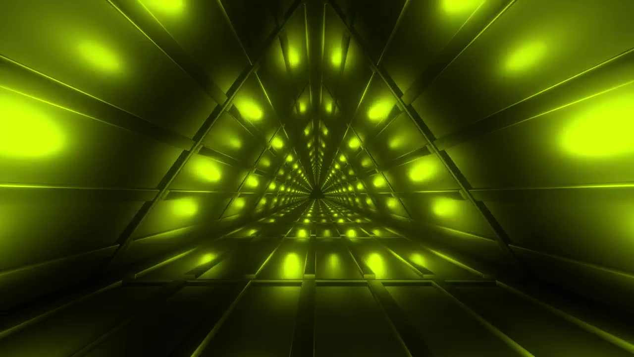 Stock Video Going Through A Triangular Tunnel Lit Up In Green Live Wallpaper For PC