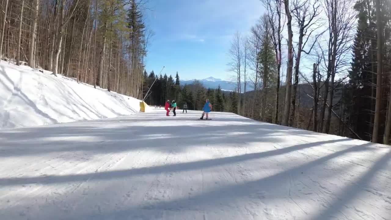 Stock Video Going Down The Ski Track In The Mountain Live Wallpaper For PC