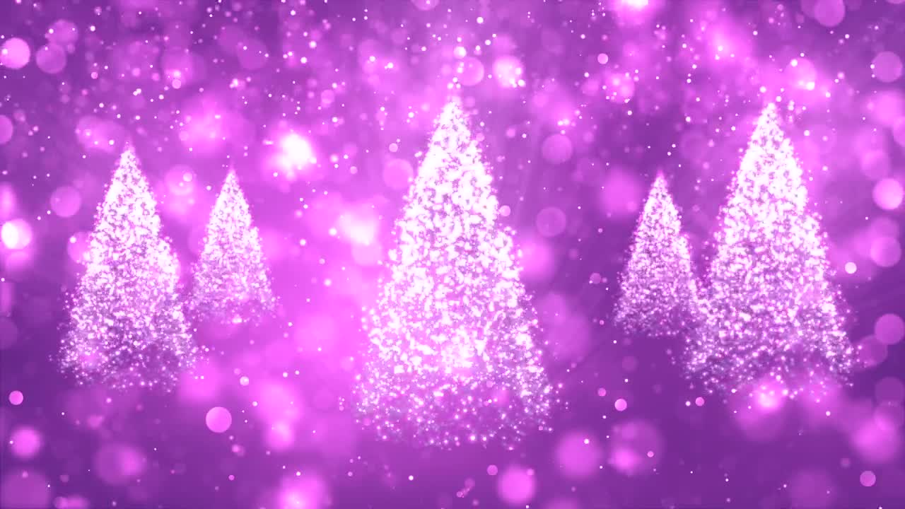 Stock Video Glitter Christmas Trees Spinning In Purple Background Live Wallpaper For PC