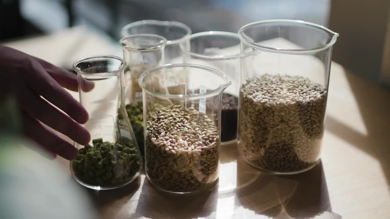 Stock Video Glass Beakers With Barley Seeds Live Wallpaper For PC