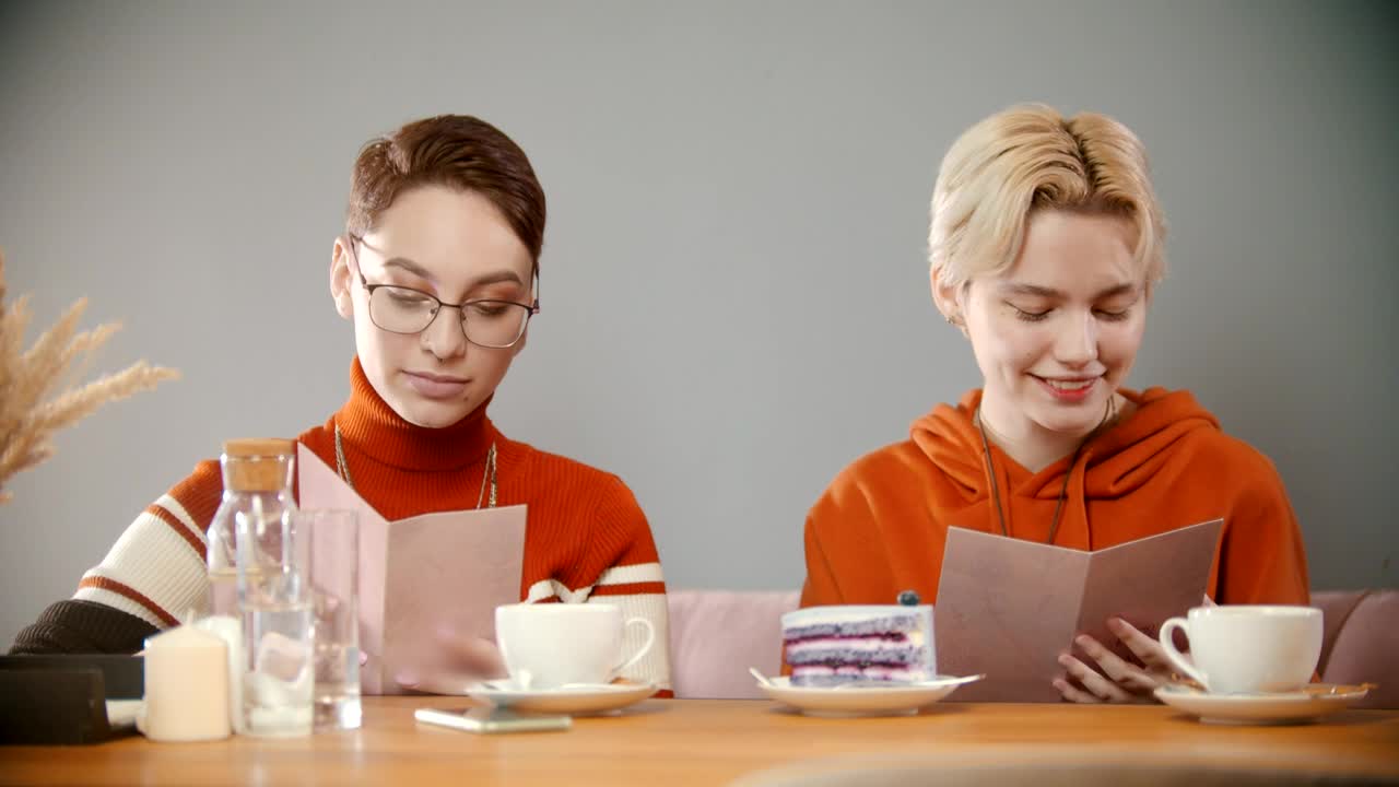 Stock Video Girls Reading The Menu At The Cafe Live Wallpaper For PC