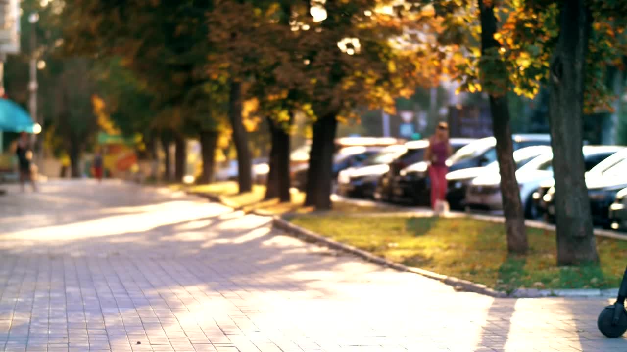 Stock Video Girl With Glasses Traveling On A Scooter In The City Live Wallpaper For PC