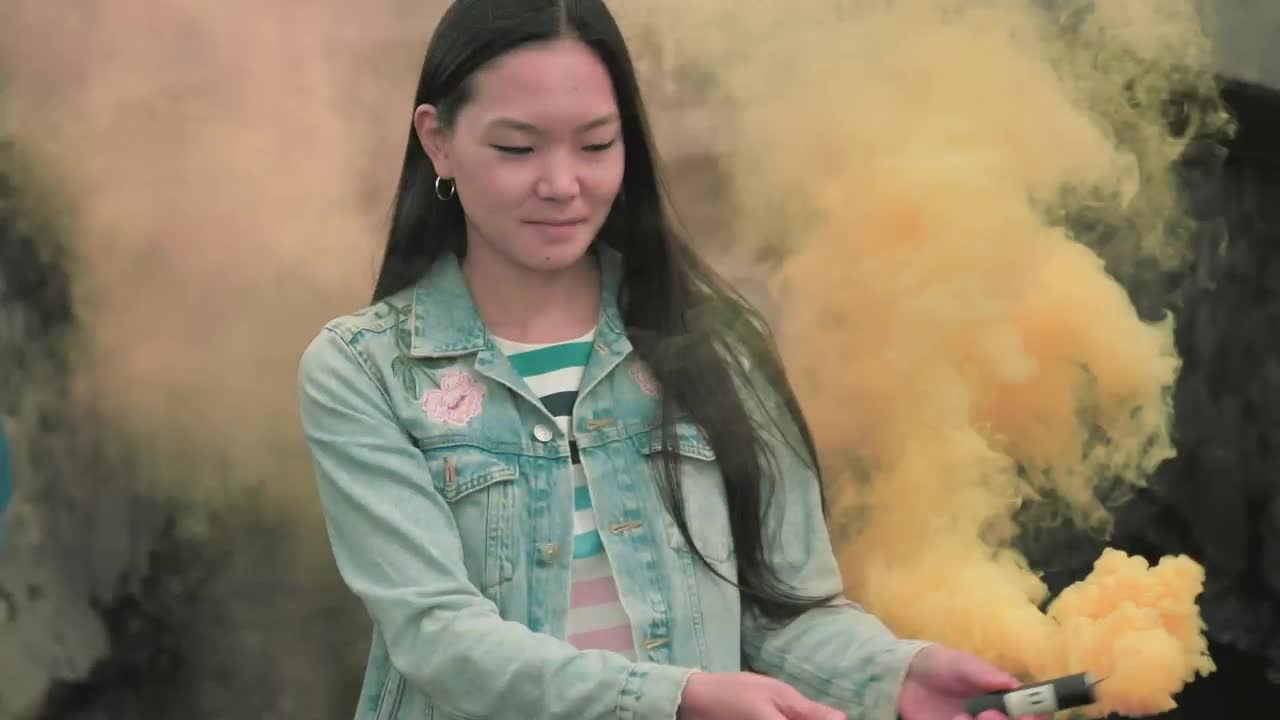 Stock Video Girl With A Smoke Bomb Near A Bridge Live Wallpaper For PC