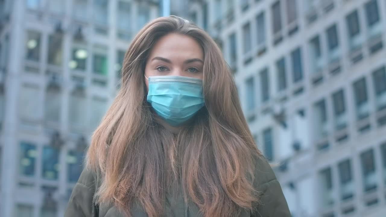 Stock Video Girl With A Mask In The City Portrait Live Wallpaper For PC