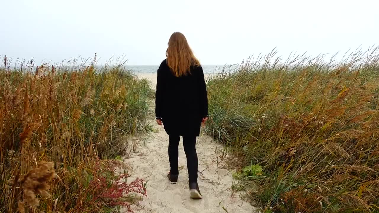 Stock Video Girl Walking Towards The Seashore Live Wallpaper For PC