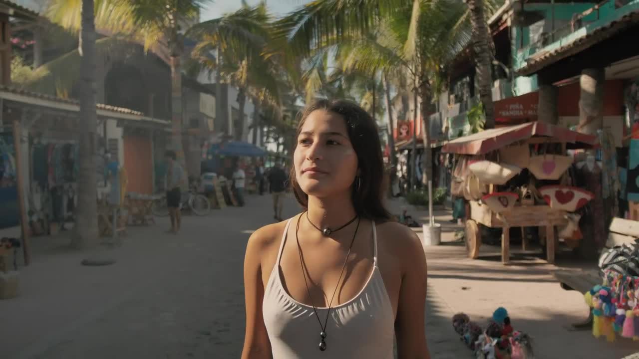 Stock Video Girl Walking On A Beach Street Live Wallpaper For PC