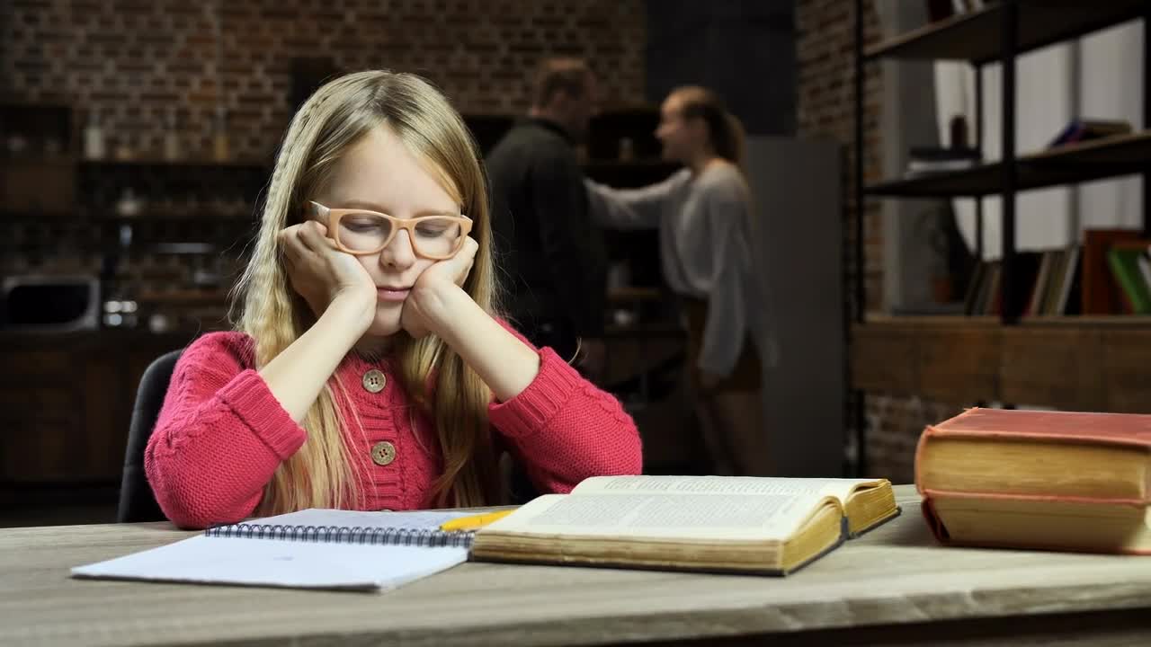 Stock Video Girl Trying To Study While Her Parents Fight Live Wallpaper For PC