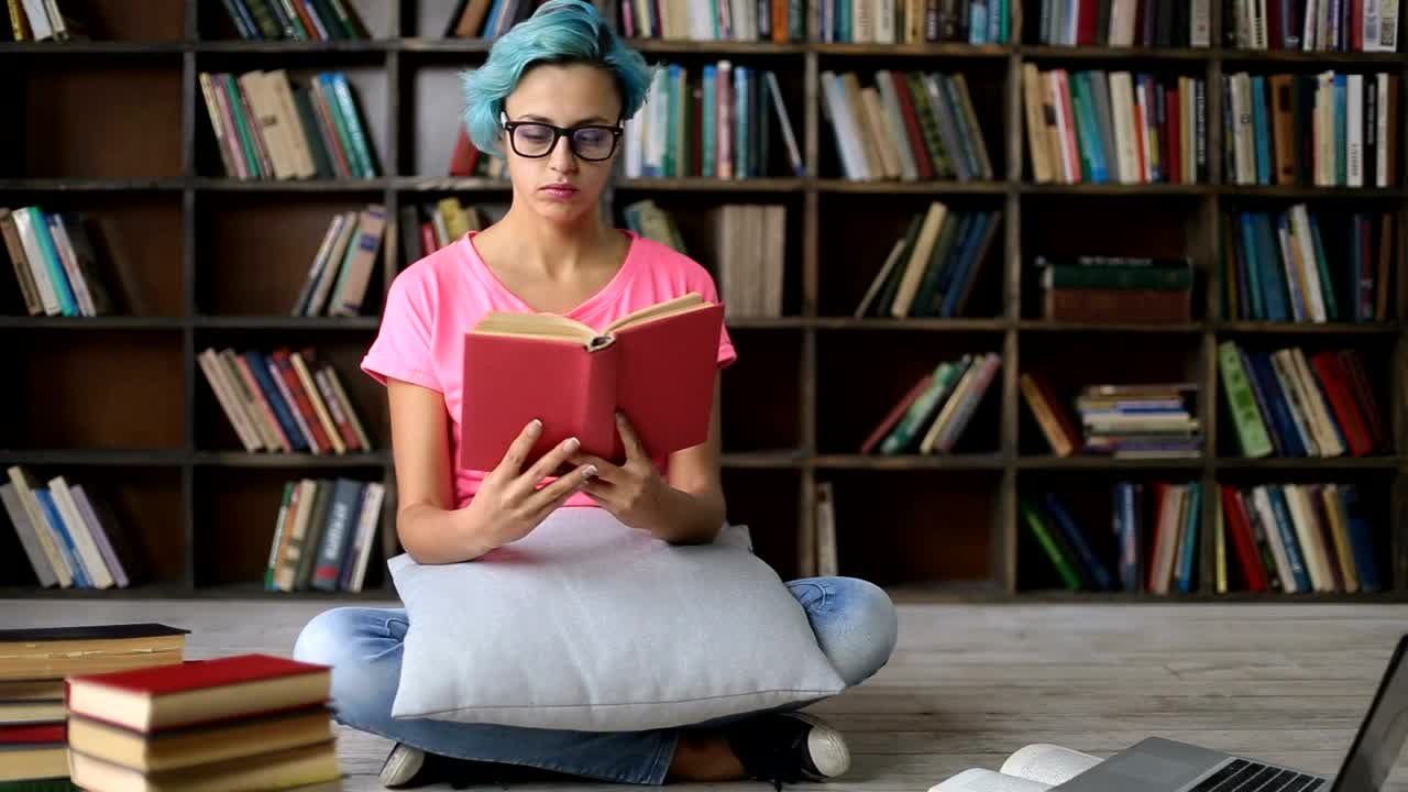 Stock Video Girl Studying A Book She Starts To Fall Asleep Live Wallpaper For PC
