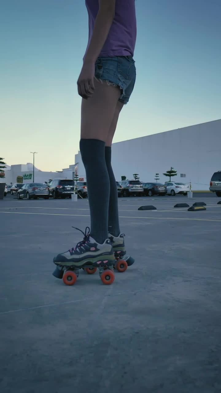 Stock Video Girl Skating Slowly In A Parking Lot Live Wallpaper For PC