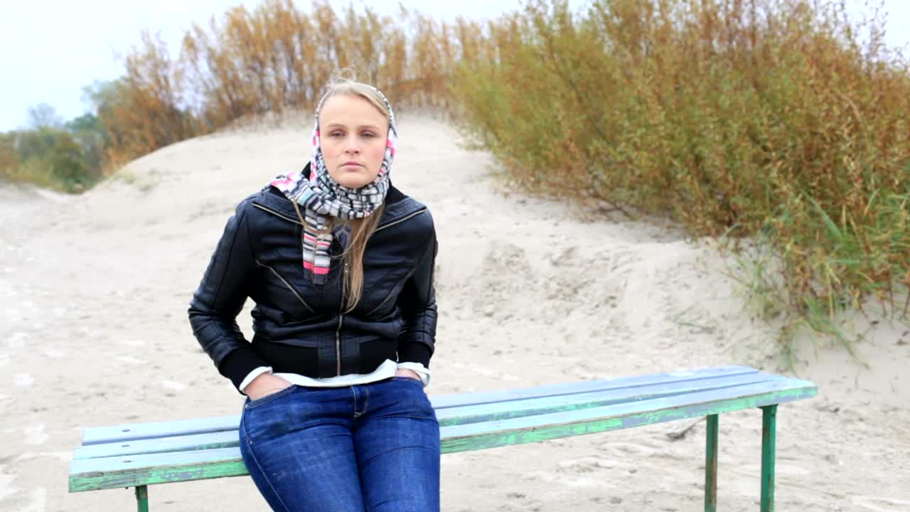 Stock Video Girl Sitting On A Bench At The Coast Live Wallpaper For PC